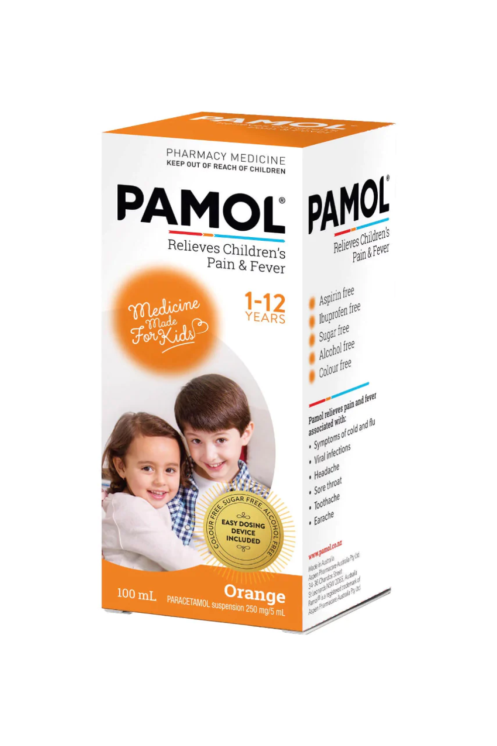 Pamol 潘梦 儿童退烧糖浆（1岁以上橙子味）100ml